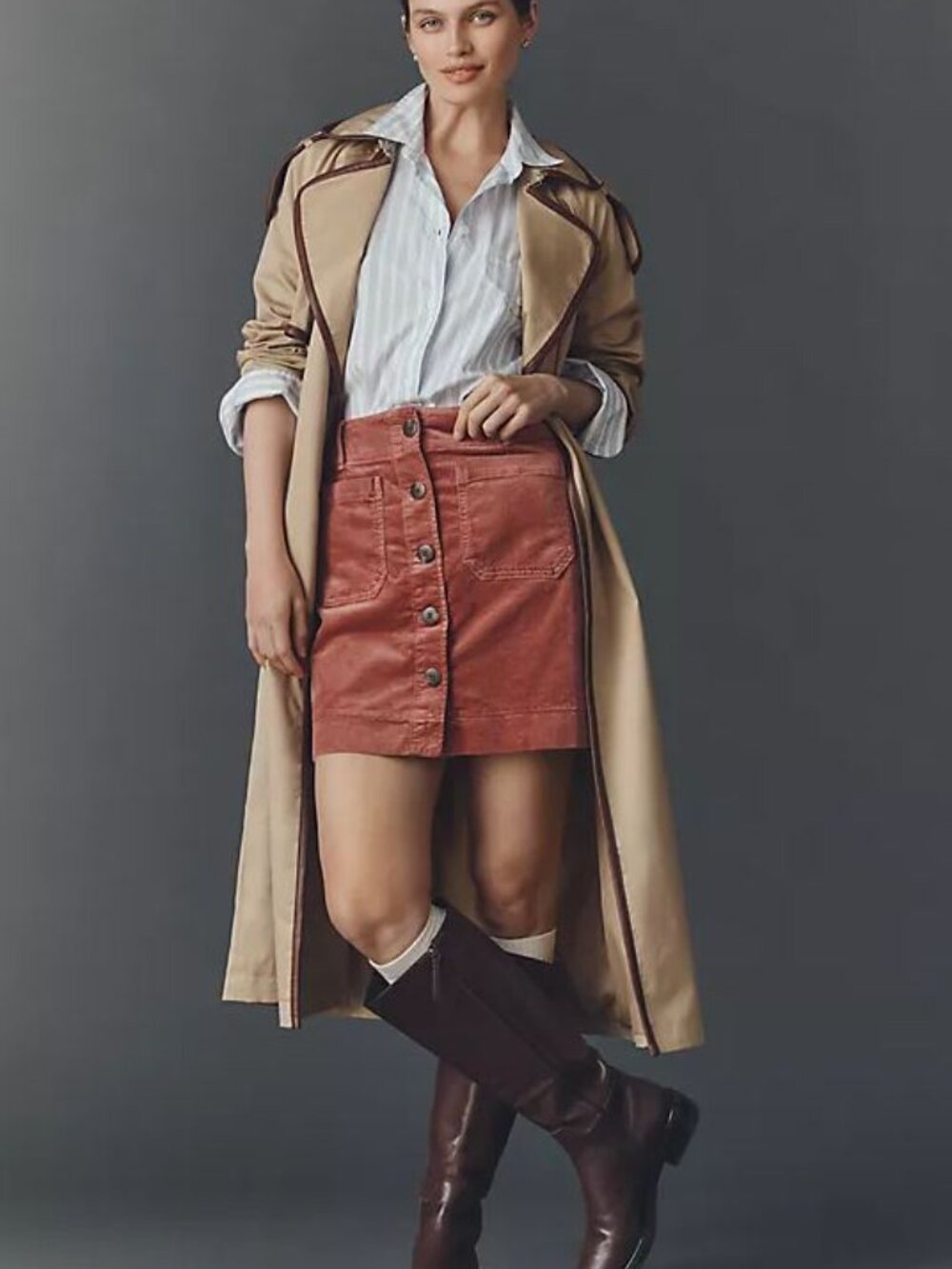NWT Anthropologie | Maeve Colette Corduroy Button-Front Mini Skirt | Size Small
